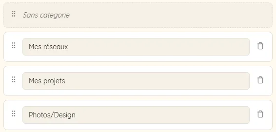 Gestions des cards par catégorie