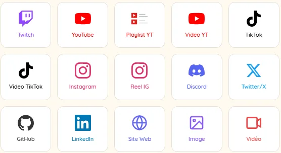 Types de cards varié